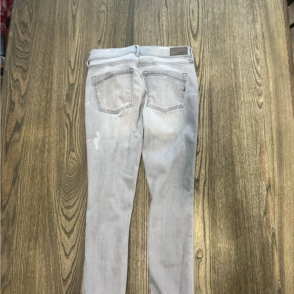 Express Ankle Legging Jeans Mid-Rise Distressed Stretch Denim Raw Hem Grey 4L